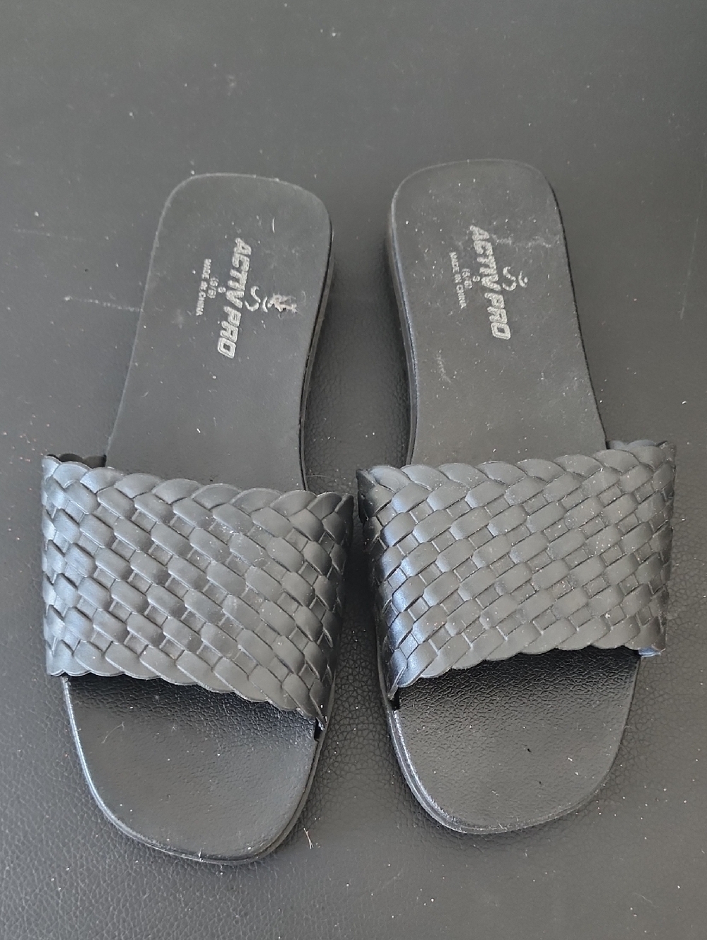 Black Woven Slide Sandals - Active Pro- Waterproof